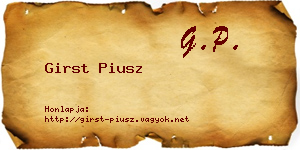 Girst Piusz névjegykártya